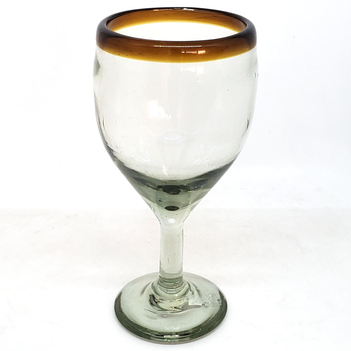 Colored Rim Glassware / Amber Rim 13 oz Wine Glasses (set of 6) / Capture the bouquet of fine red wine with these wine glasses bordered with a bright, amber rim.